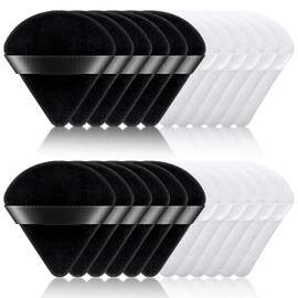 Pack of 24 Triangle Makeup Powder Puff Triangle, Powder Puff, Make Up Face Sponge Powder Puff, Washable Reusable Makeup Sponges for Loose Powder Foundation (Black and White)
