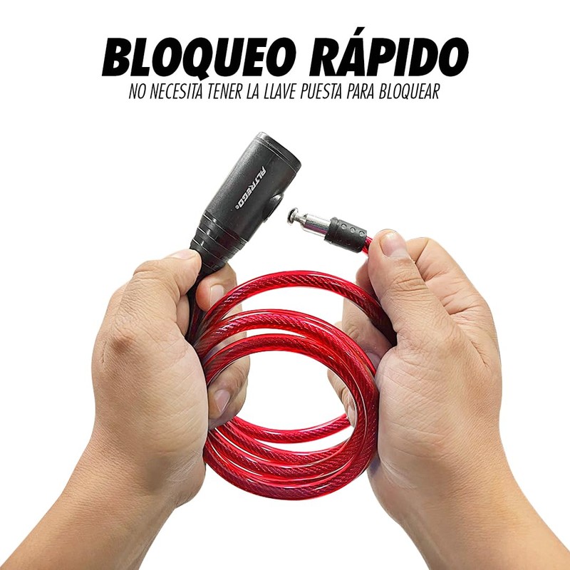 Candado Llave Cadena Para Bicicleta Alta Seguridad 8x1500mm (Rojo)