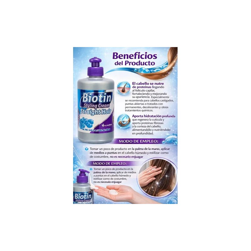 Crema Peinar Biotina + Queratina C/250ml Labs ncredible