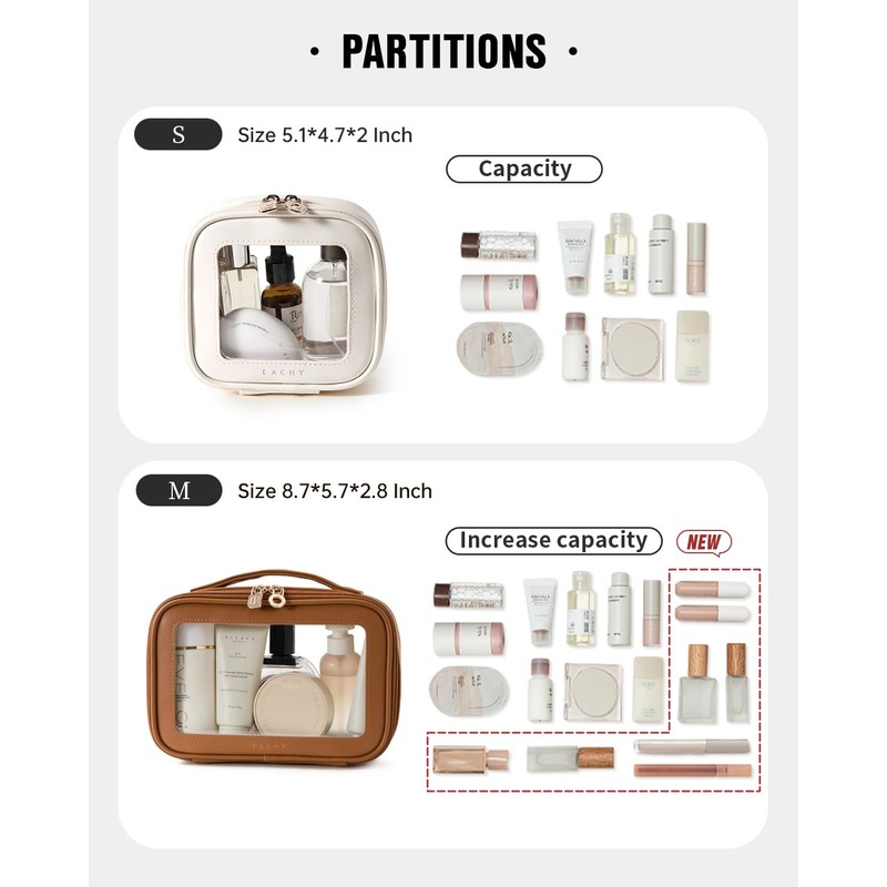 EACHY Travel Makeup Bag Clear Makeup Bag, Small Makeup Bag