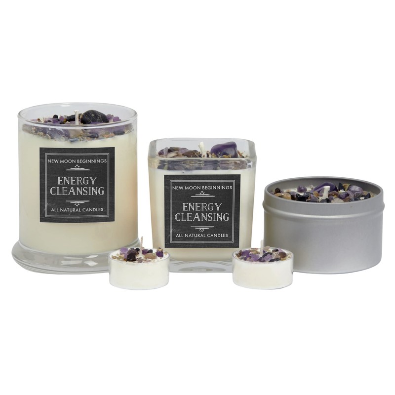 Energy Cleansing Candle by New Moon Beginnings - Crystal &