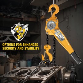 YELLOW JACKET 1.5 Ton Manual Lever Chain Hoist, G80 Galvanized Carbon Steel with Weston Double-Pawl Brake, Chain Come Along and Safety Measures for Chain Fall