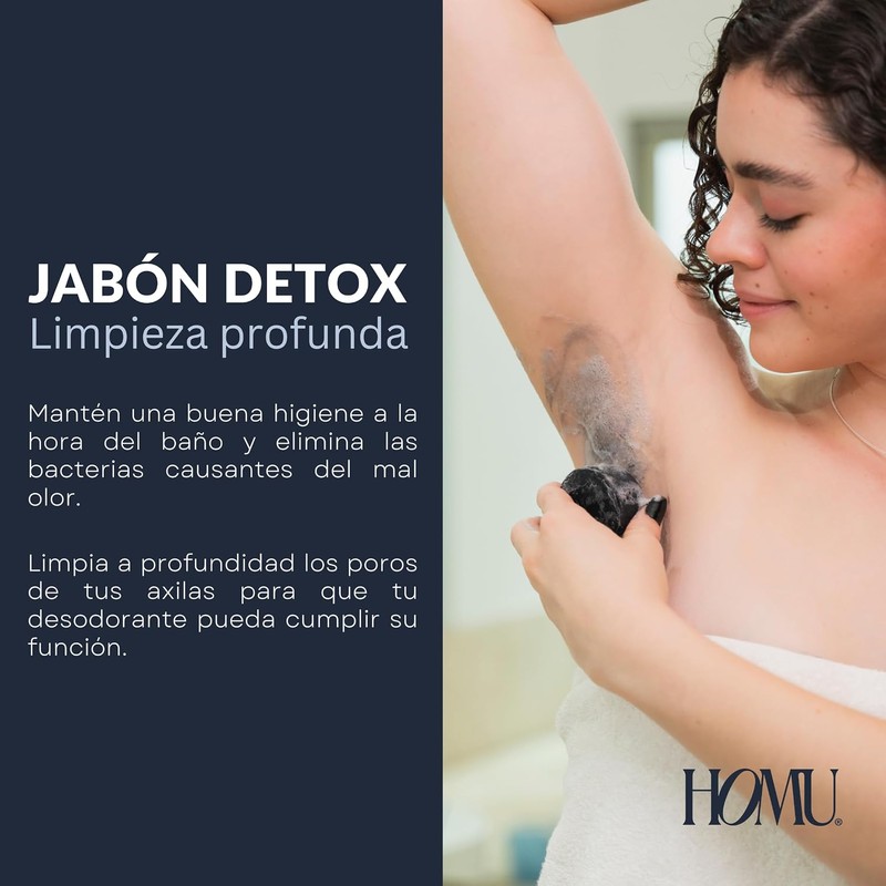HoMu Jabón Barra Detox con Carbón Activado 50g (Pack 3)