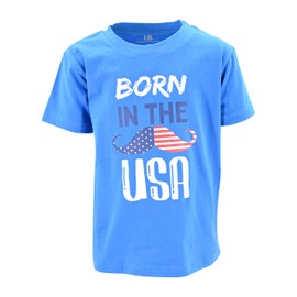 Unique Baby - Camisetas Unisex patrióticas Americanas para niños del 4 de Julio, Bandera de Bigote, 6 Años