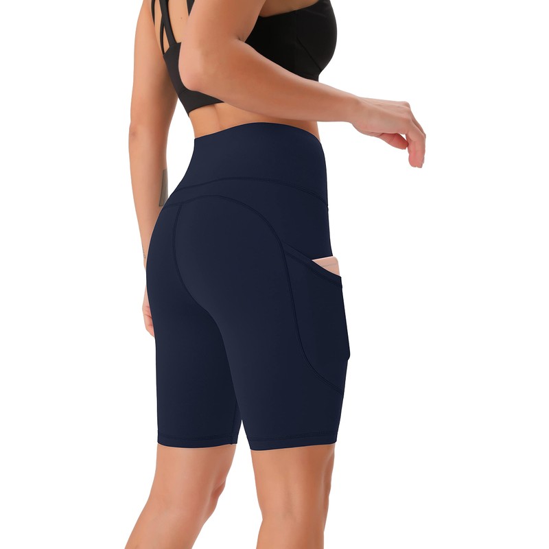 Persit Women's Short Leggings, Opaque Cycling Shorts with Pockets, navy