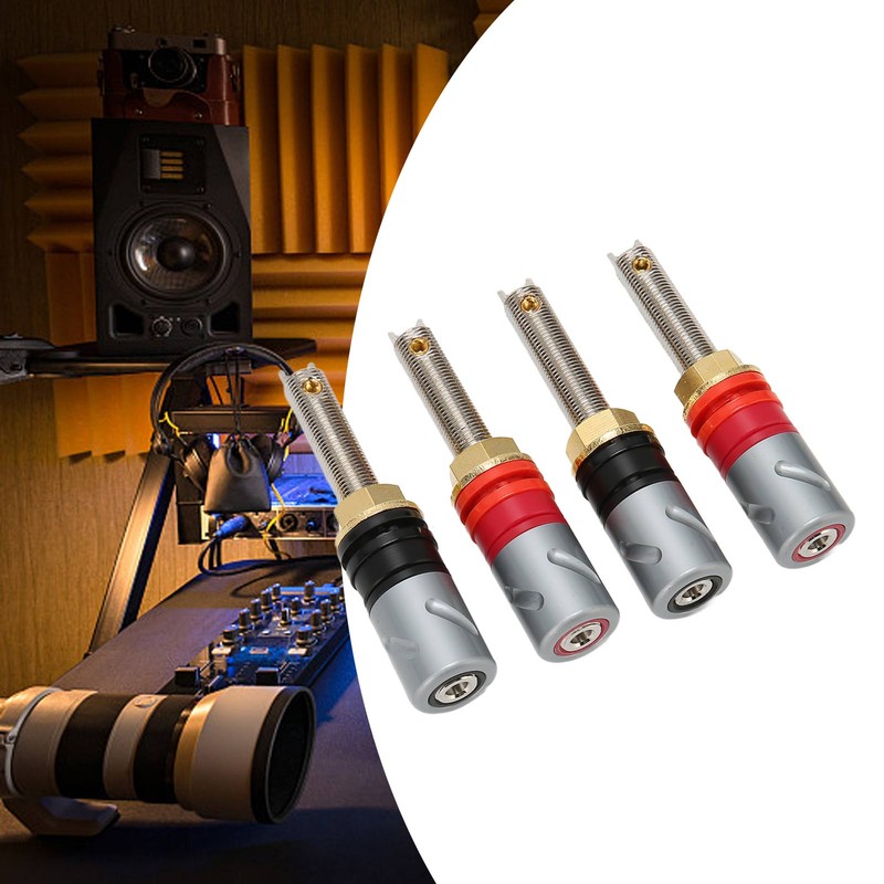 4 Pcs Banana Plug Connector Pure Copper 4mm Rhodium Plating