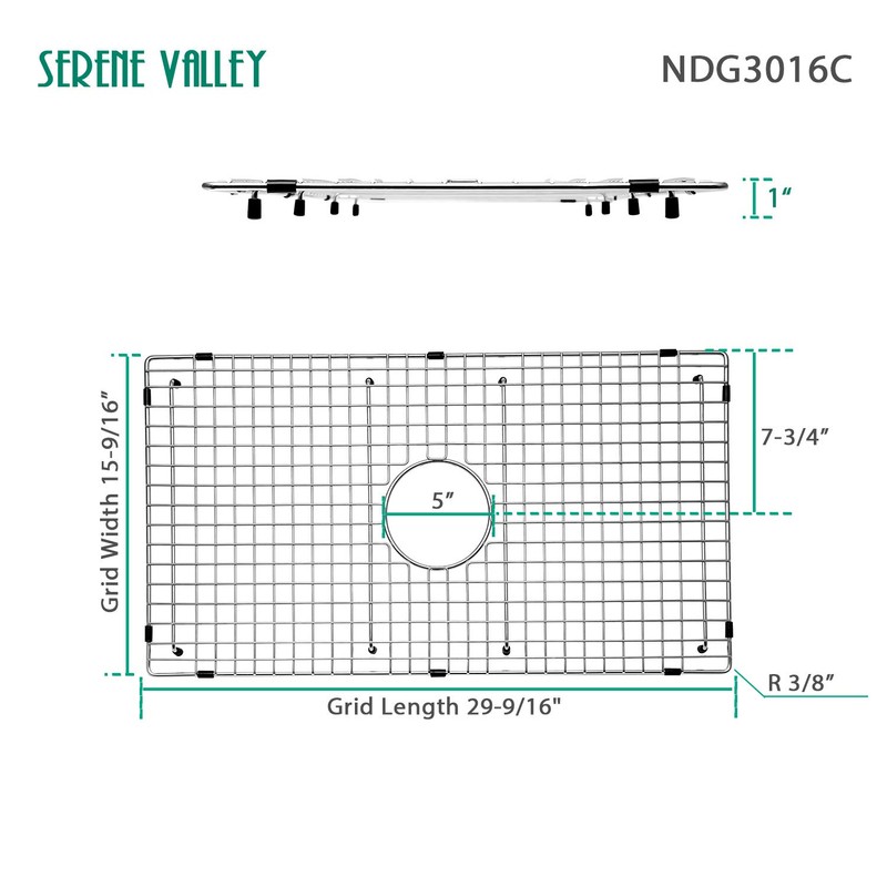 Serene Valley Sink Bottom Grid 29-1/2" X 15-9/16", Centered Drain