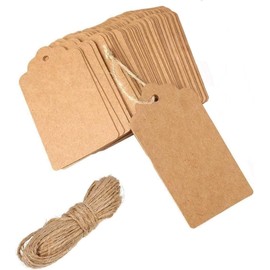 Large Gift Tags 50PCS Brown Gift Tags 9 x 4.5CM Kraft Paper Tags Paper Tags with Free Natural Jute