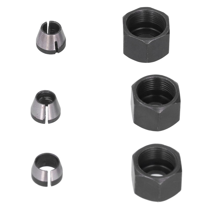 6Pcs Router Collet Adapter Carbon Steel 6mm 6.35mm 8mm Set