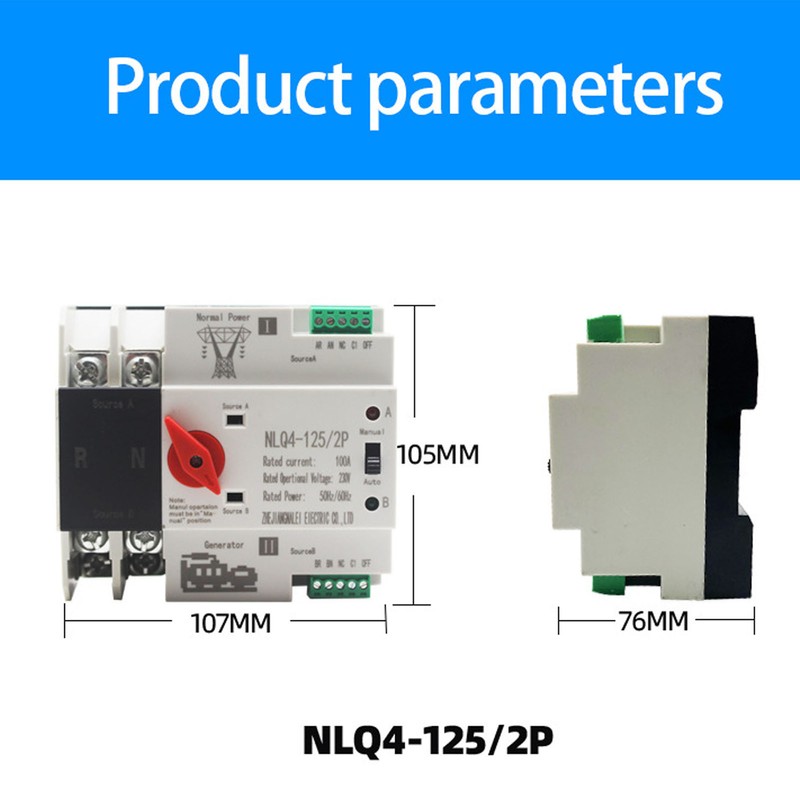 2P Dual Power Automatic Transfer Switch Generator Uninterruptible Changeover Switch