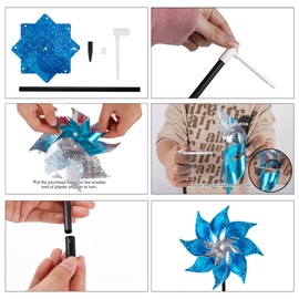 Hausse Hausse 10 Pack Reflective Pinwheels with Stakes, Extra Sparkly Pin Wheel for Garden Decor, Bird Repellent Devices Deterrent to Scare Birds Away from Yard Patio Farm, Blue