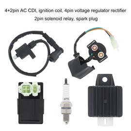 Windance High Performance GY6 AC CDI Ignition Coil Voltage Regulator Relay Rectifier Spark plug Kit for 50cc 125cc 150cc ATV Quad Go Kart Moped Scooter, Motorcycle Ignition Rebuild Set