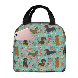 VIELEGELD Dachshund Lunch Bag, Reusable Insulated Lunch Box Large Capacity Meal Tote For Kids Women Men Cooler Bag, Durability Of Lunch Tote For Work School Picnic Travel
