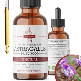 Pura Herba Organic Astragalus Tincture - Premium Astragalus Root Extract for Immune Support - Alcohol-Free, Sugar-Free, Vegan - High Potency Liquid Supplement - Made in USA - 2 Fl.Oz.