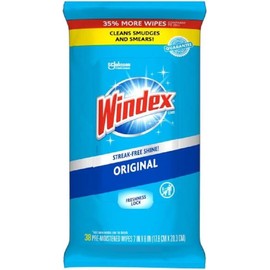 Windex Glass Cleaning Wipes, Ammonia-Free, Crystal Rain Scent, 38 Count