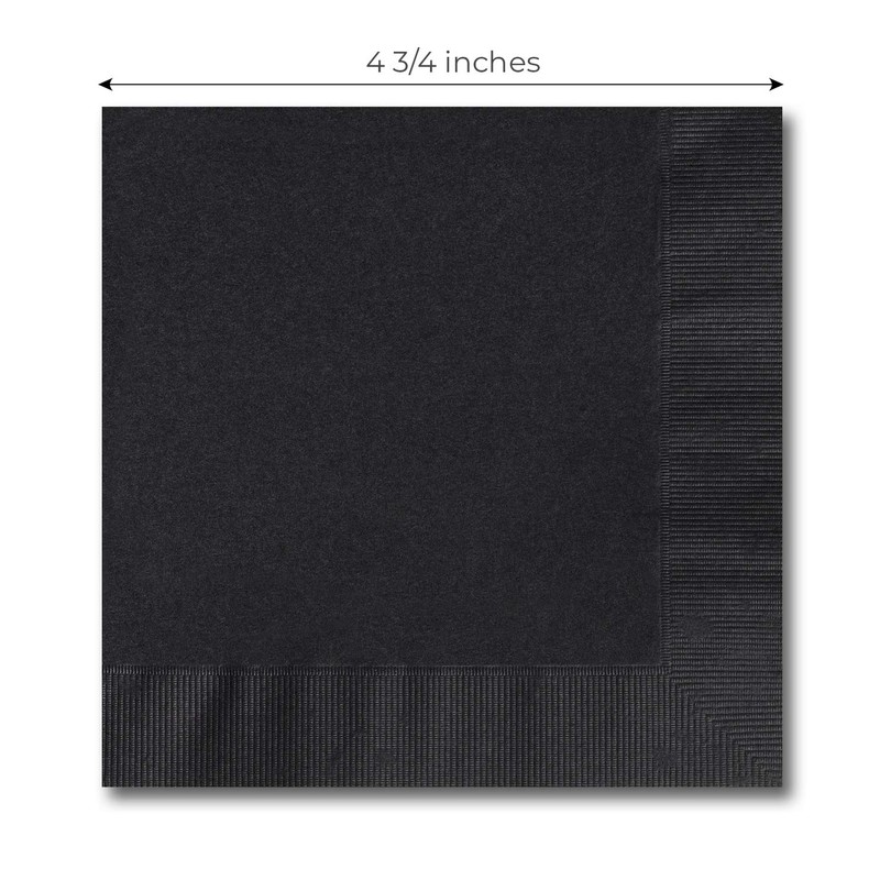Black Beverage Napkins / 100 Count 3 Ply 4 3/4"