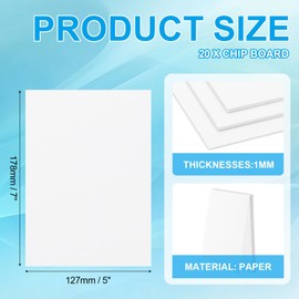 PATIKIL 7x5x0.04" Chipboard Sheets, 20Pcs 40PT Thick Book Board Binders Board Sturdy Bookbinding Supplies for Book Binding Cover, White