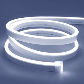 KOOLMEX Tira LED Neon Flex 5 Metros 12V Impermeable, Luce Neon DIY Decoracion para Cuarto, TV, Fiesta(Blanco frío)