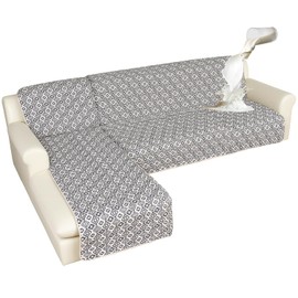 ALIECOM Sectional Couch Covers 100% Waterproof L Shape Sofa Cover Washable 2 Piece Printed Sectional Slipcovers with Chaise Pet Friendly Furniture Protector for Dogs (Large, Checkered Gray)