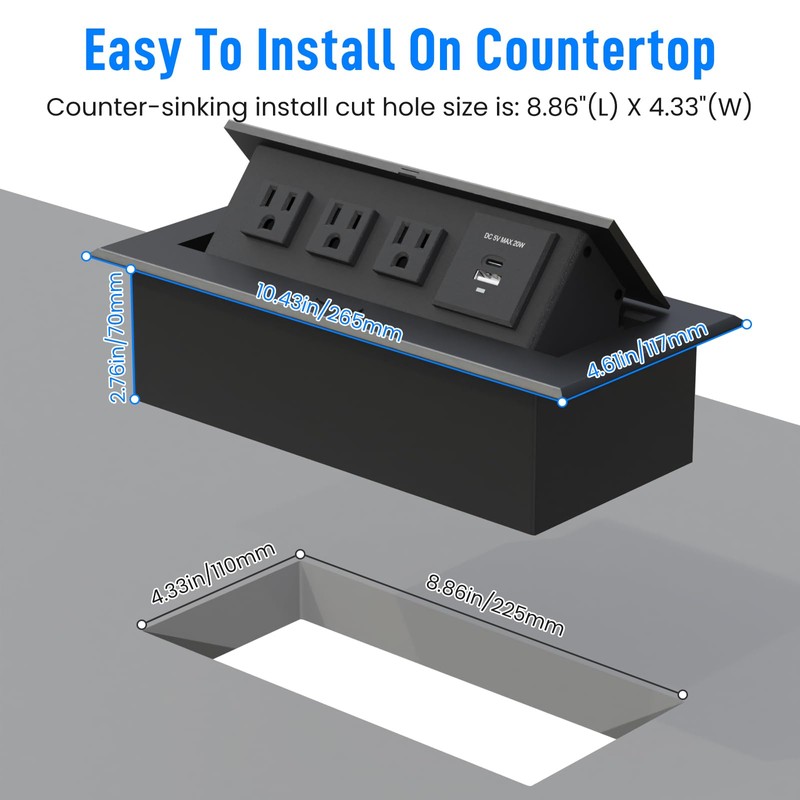 Conference Table Power Outlet PD20W Type-C Fast Charging Pop Up