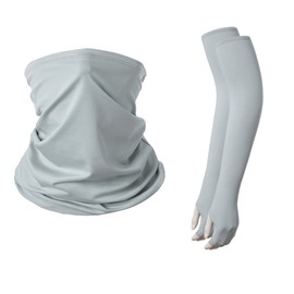 World Bridge Arm Cover Set, Arm Cover, Face Cover, UV Protection, Cooling, gray