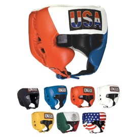Ringside Competition-Like Boxing Sparring Training Headgear with Cheeks, RWB, Small, Red-White-Blue