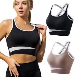 Cloeey Future Brasier Deportivo para Mujer, Negro y Café (MX/US, Alfa, Grande, Regular, Corto, Negro+Café)
