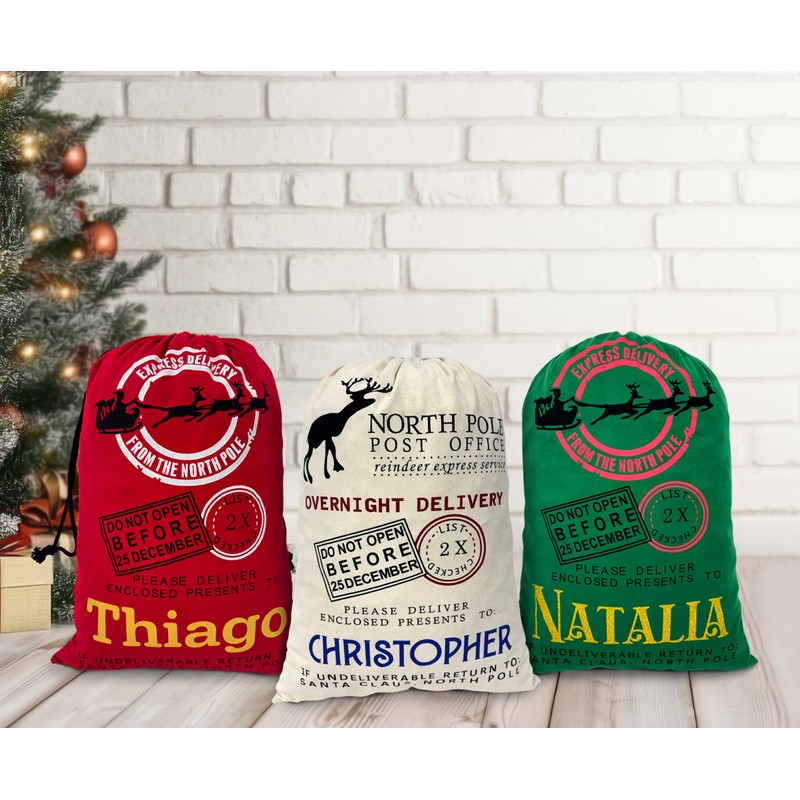 NACRE APPAREL Christmas Jumbo Santa Sack Custom Name Santa Claus