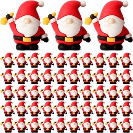 Sonwyoung 50pcs Christmas Mini Santa Claus Gnomes Figurines Tiny Holding a Bell Gnome Figures to Hide and Seek Little Rubber Statue for Collectibles Christmas Gifts Decorations Indoor and Display