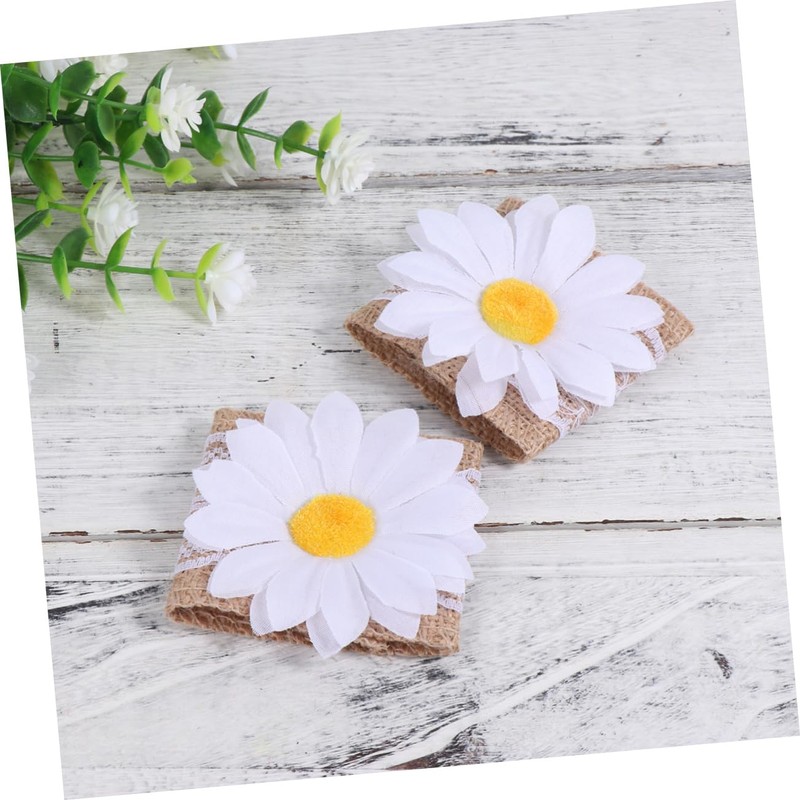 CIYODO Modern Banquet Napkin Holder 10pc Sunflower Napkin Rings Linen