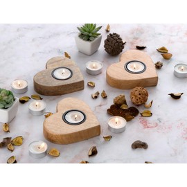 Tea Light Holder Set of 3 12 x 11 cm Mango Wood