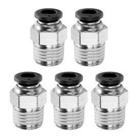 sourcing map Push to Connect Fitting 6mm Tube OD x 1/4" NPT Thread Male Straight Quick Connector Copper Air Line Hose Fittings for Industry Air System PC6-N02, Black