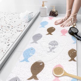 Non-Slip Shower Mat, 100 x 40 cm, Soft Comfort Bath Mat with Drainage Holes, PVC Loofah Massage Bath Mat for Bathtub, Shower and Wet Areas, Quick Drying Non-Slip Mat Shower
