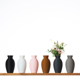 3D Vase Abbie Flower Vase, Decorative Vase, 23 cm, for Cut / Dried Flowers, Sustainable, Pampas Grass (White)