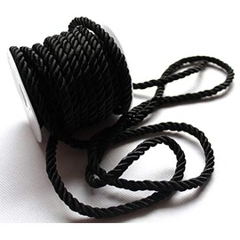 CaPiSo Cord 10 m x 6 mm Twist Cord, Decorative Ribbon, Cord Cord, Cord Cord, Funeral Cord, Grave Decoration (Black)