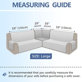 Arfntevss Sectional Sofa Cover Corner Sectional Couch Cover L Shaped Reversible Washable Sofa Slipcover for Dog Pet Quilted U Shape Couch Cover 4 Pcs Non Slip Furniture Protector (Beige, Large)