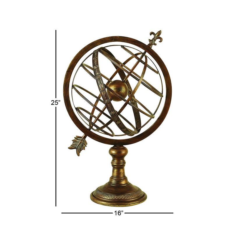 Deco 79 Metal Compass Armillary Globe, 17" x 14" x
