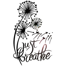 Vinyl Wall Decal Just Breathe Dandelions Flowers Meditate Stickers Mural Large Decor (g6778) Black