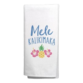 Rustic Kitchen Christmas Decor Mele Kalikimaka Hawaiian Christmas Song Kitchen Tea Towel White
