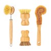SAMEBUTECO Bamboo Dish Brushes Sets 4 Tools in One Kitchen