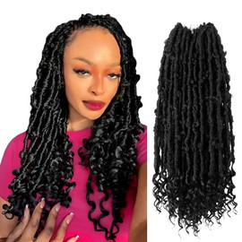 Crochet Butterfly Locs with Curly Ends 18 Inch, Boho Distressed Butterfly Locs Crochet Hair, Gray Bohemian Goddess Faux Butterfly Braids with Curly Ends (6 Packs, Gray)