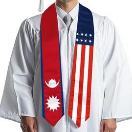 Endargros Nepal Flag International Students Graduation Sash Stole Scarves 180 X 13 CM/70 X 5 INCHES Double Sided Graduation Decoration Item