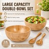 2 Sets Wood Salad Bowl with Spoons Forks, Large Natural