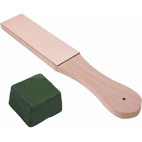 Premium Leather Strop for Sharpening Knives with Polishing Paste, Polishing