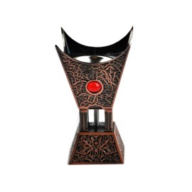 Decorinhome Mini 4 Corner Jewel Embedded Metal Incense Burner I Ideal for Therapy & Yoga I Home Decor I Arabia Bakhoor/Oudh/Oud Burner (Mabkhara) I Tray Inside, 4 inch Tall I Bronze I by Intense Oud