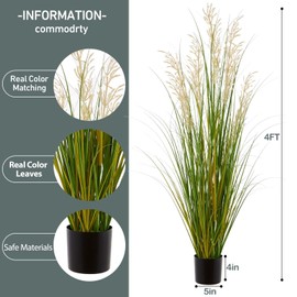 Artificial Plant, 47in Tall Pampas Grass, Faux House Plants in Pot, Indoor Decorative Flowers &Greenery for Home and Office, Ideal Housewarming Gift