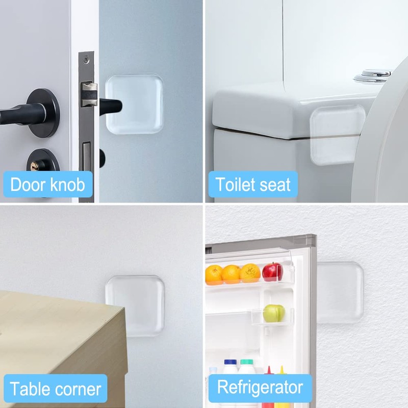 Transparent Square Door Stopper Wall Protector Set - 6-Piece Soft