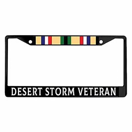 Desert Storm Veteran Black Finish License Plate Frame Graphic tag Holder Cover 12 x 6
