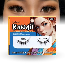 Laflare Kawaii 3D Anime Faux Mink Lash | Manga Lashes | Japanese Style Cosplay Lashes | Spiky 8D Wispy False Eyelashes Full Strip Doll Lashes. (AK05)