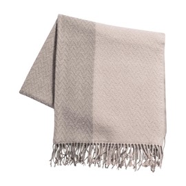 Ｌｏｏ＆ｃ Men's Women's Large Blanket Scarf, Thick Woolen Scarf, Cashmere Style Winter Shawl, Plaid and Plain Patterns, Unisex Wool Scarf (Brighton Beige-Gray)